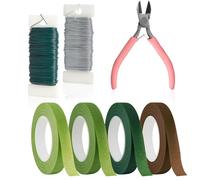 Rybtd Floral Arrangement Tool Kit - 7PCS Paddle Wire 0.7mm With Tape, Cutter, Crafting Wire for Bouquet, Wreath Making, Wedding Decoration, DIY Crafts