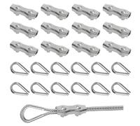 Rybtd Wire Clamp 24 PCS M5 Duplex Wire Rope Grips with M5 Wire Rope Thimbles,304 Stainless Steel 5mm Wire Rope Clamp Fence Wire Connector for 4mm Wire Rope Cable for Clothesline Tensioner Awning Fixed
