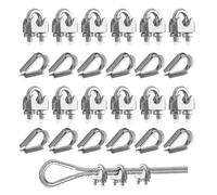 Rybtd Wire Clamp 24 Pcs M6 Wire Rope Clip with M6 Wire Rope Thimbles，Stainless Steel Rope Grips,6mm Wire Rope Clamp for Wire Rope 6mm,Wire Rope Clamp U Bolts Saddle Fastener for Clothesline Tensioner