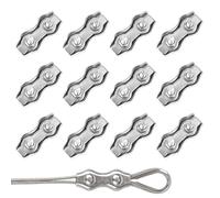 Rybtd Wire Rope Grips 12 PCS Duplex Wire Clamp 2mm 304 Stainless Steel M2 Duplex Clamp,Wire Rope Clamp for Wire Rope 1mm Steel Rope Clothesline Tensioner Awning Fixed Temporary Fences Winch Ropes