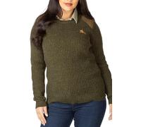 Rydale Chunky Shooting Sweater Pheasant Motif Wool Hunting Jumper Sweatshirt (UK, Numeric, 12, Regular, Regular, Olive Tweed)