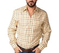 Rydale Ebberston Wide Check Casual Fit Long Sleeved Shirts 100% Brushed Cotton (Sand, 2XL)