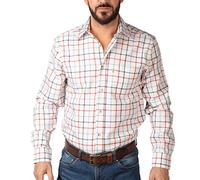 Rydale Ebberston Wide Check Casual Fit Long Sleeved Shirts 100% Brushed Cotton (White, XL)