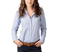 Rydale Hannah II Country Check Shirt Ladies Checked Pattern Shirt Soft Cotton Women's Blouse Top (12, Ellie JBlue)