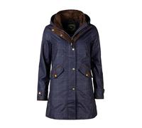 Rydale Ladies 3/4 Length Coat Women's Country Jacket Waterproof Three Quarter Riding Jackets (UK, Numeric, 12, Regular, Regular, Navy Tweed)