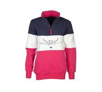 Rydale Ladies Country Sweatshirt Embroidered Women's Sweater Striped Women (UK, Numeric, 12, Regular, Regular, Cow Navy/White/Bonbon)