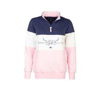 Rydale Ladies Country Sweatshirt Embroidered Women's Sweater Striped Women (UK, Numeric, 12, Regular, Regular, Cow Denim/White/Sorbet)