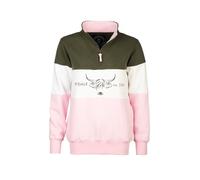 Rydale Ladies Country Sweatshirt Embroidered Women's Sweater Striped Women (UK, Numeric, 14, Regular, Regular, Cow Sorbet/White/Olive)