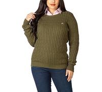 Rydale Ladies Crew Neck Cable Knit Jumper Womens Chunky Knitted Jumper Pullover Sweater (as8, Numeric, Numeric_12, Regular, Regular, Khaki)