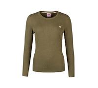 Rydale Ladies Crew Neck Ribbed Jumper Women's Long Sleeved Cotton Round Neck Jumpers Sweatshirt 5 Colours (Khaki, 14)