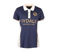 Rydale Ladies Equestrian Polo Shirt Buttoned Up Short Sleeved Womens Shirts (UK, Numeric, 8, Regular, Regular, Horse Life/Navy)