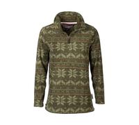 Rydale Ladies Fair Isle Fleece Women's Overhead Festive Jumper Quarter Zip Patterned Fleeces (UK, Numeric, 14, Regular, Regular, Olive)