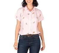 Rydale Ladies Floaty Short Sleeved Blouse Shirt Womens Button Up Printed Shirts (UK, Numeric, 18, Regular, Regular, Pink Pheasant)
