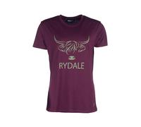 Rydale Ladies Highland Cow T-Shirt Top Womens Short Sleeve Printed T Shirt Tops (UK, Numeric, 14, Regular, Regular, Dark Berry)