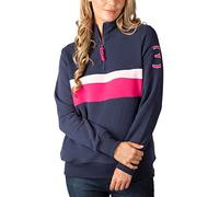 Rydale Ladies Overhead Sweatshirt Women's Sweatshirts Jumper Pull On Sweater Quarter Zip Top (as8, numeric, numeric_14, regular, regular, Bramham Navy/Bonbon)