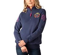 Rydale Ladies Overhead Sweatshirt Women's Sweatshirts Jumper Pull On Sweater Quarter Zip Top (as8, numeric, numeric_10, regular, regular, Emblem Navy/Bonbon)