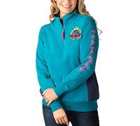 Rydale Ladies Overhead Sweatshirt Women's Sweatshirts Jumper Pull On Sweater Quarter Zip Top (as8, numeric, numeric_18, regular, regular, Muston Teal/Navy)