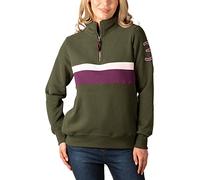 Rydale Ladies Overhead Sweatshirt Women's Sweatshirts Jumper Pull On Sweater Quarter Zip Top (as8, numeric, numeric_14, regular, regular, Bramham Olive/Damson)