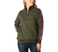 Rydale Ladies Overhead Sweatshirt Women's Sweatshirts Jumper Pull On Sweater Quarter Zip Top (as8, numeric, numeric_12, regular, regular, Horse Head Olive/Berry)