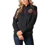 Rydale Ladies Overhead Sweatshirt Women's Sweatshirts Jumper Pull On Sweater Quarter Zip Top (as8, numeric, numeric_12, regular, regular, Emblem Black/Bonbon)