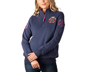 Rydale Ladies Overhead Sweatshirt Women's Sweatshirts Jumper Pull On Sweater Quarter Zip Top (as8, numeric, numeric_16, regular, regular, Emblem Navy/Bonbon)