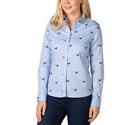 Rydale Ladies Oxford Cotton Printed Shirt Womens Button Shirts Blouse Animal Print (as8, Numeric, Numeric_16, Regular, Regular, Blue Pheasant)