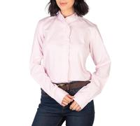 Rydale Ladies Oxford Cotton Ruffled Shirt Womens Button Up Long Sleeved Shirts (UK, Numeric, 8, Regular, Regular, Pink)