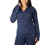 Rydale Ladies Patterned Sports Top High Stretch Women's Long Sleece Fitness Gym Top 7 Colours (Galloping Horse Navy, 12)