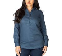 Rydale Ladies Plain Country Shirt Womens Long Sleeve Smart Shirts Blouse Overhead Style 4 Colours (Denim, 22)