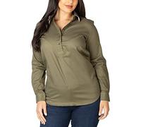 Rydale Ladies Plain Country Shirt Womens Long Sleeve Smart Shirts Blouse Overhead Style 4 Colours (Khaki, 8)
