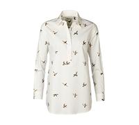 Rydale Ladies Printed Overhead Shirt Women’s Button Shirts Blouse Animal Print White Tops Tunic (as8, Numeric, Numeric_18, Regular, Regular, Flying Ducks White)