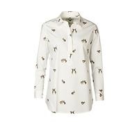 Rydale Ladies Printed Overhead Shirt Women’s Button Shirts Blouse Animal Print White Tops Tunic (as8, Numeric, Numeric_18, Regular, Regular, Hare White)