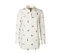 Rydale Ladies Printed Overhead Shirt Women’s Button Shirts Blouse Animal Print White Tops Tunic (as8, Numeric, Numeric_10, Regular, Regular, Country Dog White)