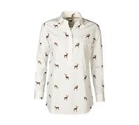 Rydale Ladies Printed Overhead Shirt Women’s Button Shirts Blouse Animal Print White Tops Tunic (as8, Numeric, Numeric_16, Regular, Regular, Deer)