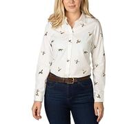 Rydale Ladies Printed Shirt Women’s Button Down Shirts 100% Cotton Animal Print Blouse 5 Colours (Flying Ducks White, 12)