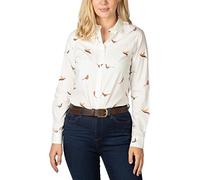 Rydale Ladies Printed Shirt Women’s Button Down Shirts 100% Cotton Animal Print Blouse 5 Colours (Pheasant White, 16)