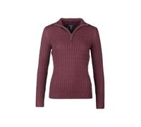 Rydale Ladies Quarter Zip Cable Knit Jumper Womens Chunky Knitted Sweater Long Sleeve Pullover Half Zip V Neck Jumpers (UK, Numeric, 8, Regular, Regular, Burgundy)