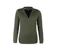 Rydale Ladies Quarter Zip Cable Knit Jumper Womens Chunky Knitted Sweater Long Sleeve Pullover Half Zip V Neck Jumpers (UK, Numeric, 16, Regular, Regular, Khaki)