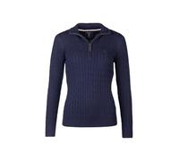 Rydale Ladies Quarter Zip Cable Knit Jumper Womens Chunky Knitted Sweater Long Sleeve Pullover Half Zip V Neck Jumpers (UK, Numeric, 12, Regular, Regular, Navy)