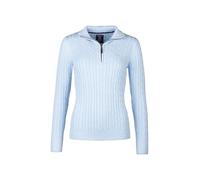 Rydale Ladies Quarter Zip Cable Knit Jumper Womens Chunky Knitted Sweater Long Sleeve Pullover Half Zip V Neck Jumpers (UK, Numeric, 8, Regular, Regular, Soft Blue)