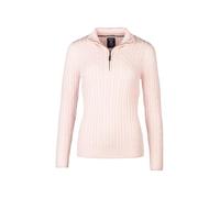 Rydale Ladies Quarter Zip Cable Knit Jumper Womens Chunky Knitted Sweater Long Sleeve Pullover Half Zip V Neck Jumpers (UK, Numeric, 8, Regular, Regular, Soft Pink)
