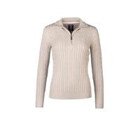 Rydale Ladies Quarter Zip Cable Knit Jumper Womens Chunky Knitted Sweater Long Sleeve Pullover Half Zip V Neck Jumpers (UK, Numeric, 10, Regular, Regular, Cool Grey)