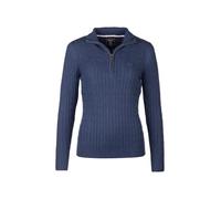 Rydale Ladies Quarter Zip Cable Knit Jumper Womens Chunky Knitted Sweater Long Sleeve Pullover Half Zip V Neck Jumpers (UK, Numeric, 14, Regular, Regular, Mid Navy)