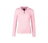 Rydale Ladies Quarter Zip Cable Knit Jumper Womens Chunky Knitted Sweater Long Sleeve Pullover Half Zip V Neck Jumpers (UK, Numeric, 8, Regular, Regular, Perfect Pink)