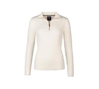 Rydale Ladies Quarter Zip Cable Knit Jumper Womens Chunky Knitted Sweater Long Sleeve Pullover Half Zip V Neck Jumpers (UK, Numeric, 10, Regular, Regular, Cream)