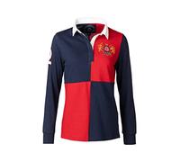 Rydale Ladies Rugby Shirt Women’s Long Sleeve Polo Shirt 100% Cotton Country Embroidered (Cropton Navy/Red, 12)