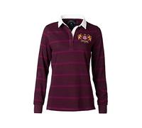 Rydale Ladies Rugby Shirt Women’s Long Sleeve Polo Shirt 100% Cotton Country Embroidered (Ruby Damson/Berry, 16)