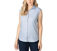 Rydale Ladies Sleeveless Country Shirt Womens Summer Shirts Blouse Top Vest Button Down (Ellie II Blue, 10)