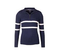 Rydale Ladies Striped Quarter Zip Jumper Women's Country Sweaters Knitwear (UK, Numeric, 8, Regular, Regular, Navy/Soft Pink)