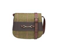 Rydale Ladies Tweed Saddle Bag Leather Trim Womens Adjustable Cross Body Handbag Shoulder Bags (Dark Green)